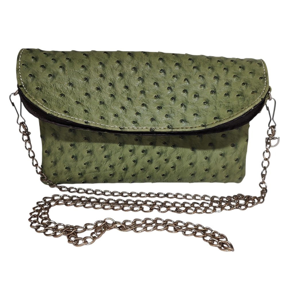 Okpta Envelope Clutch Purse Wallet Crossbody with Chain Strap Green‎ Textured